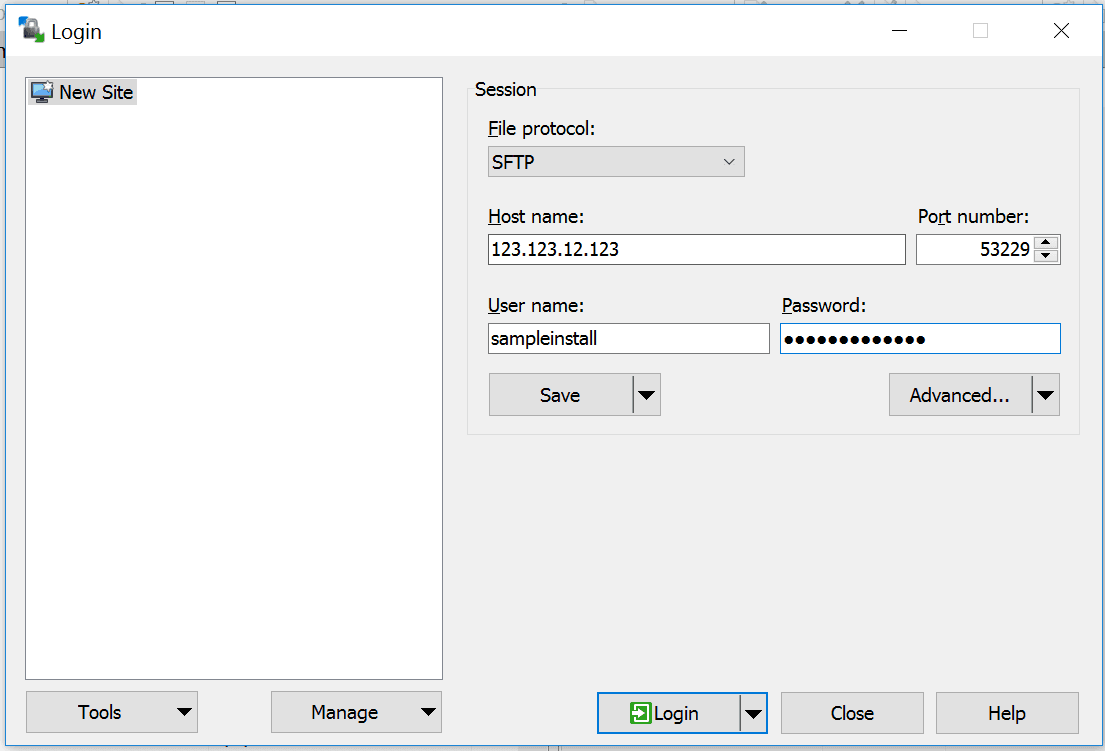 SFTP-Einstellungen in WinSCP