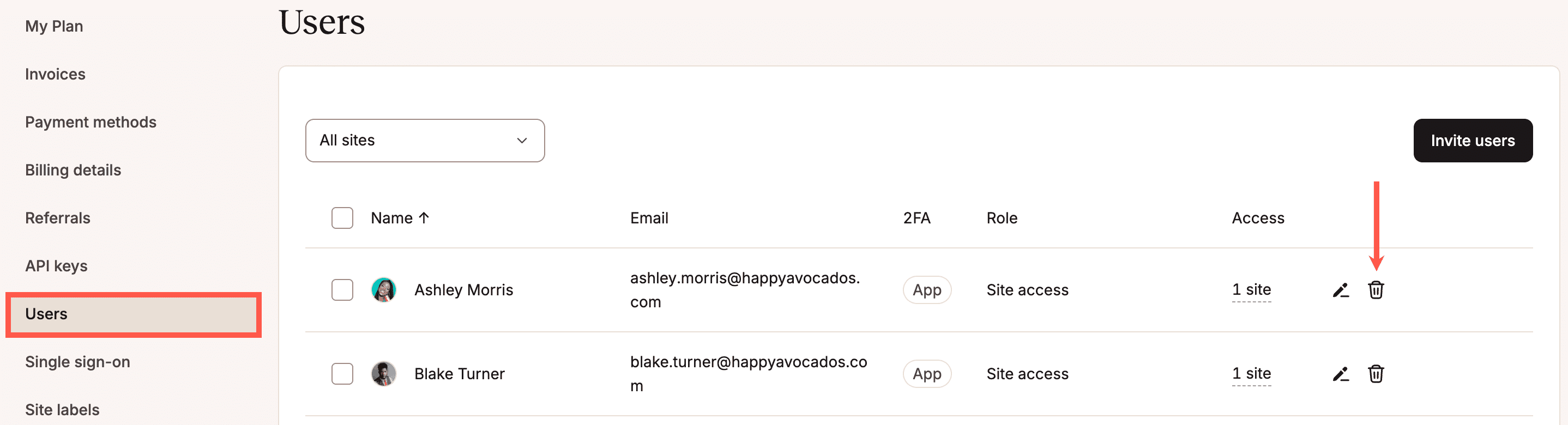 Remover um usuário de uma empresa no MyKinsta.