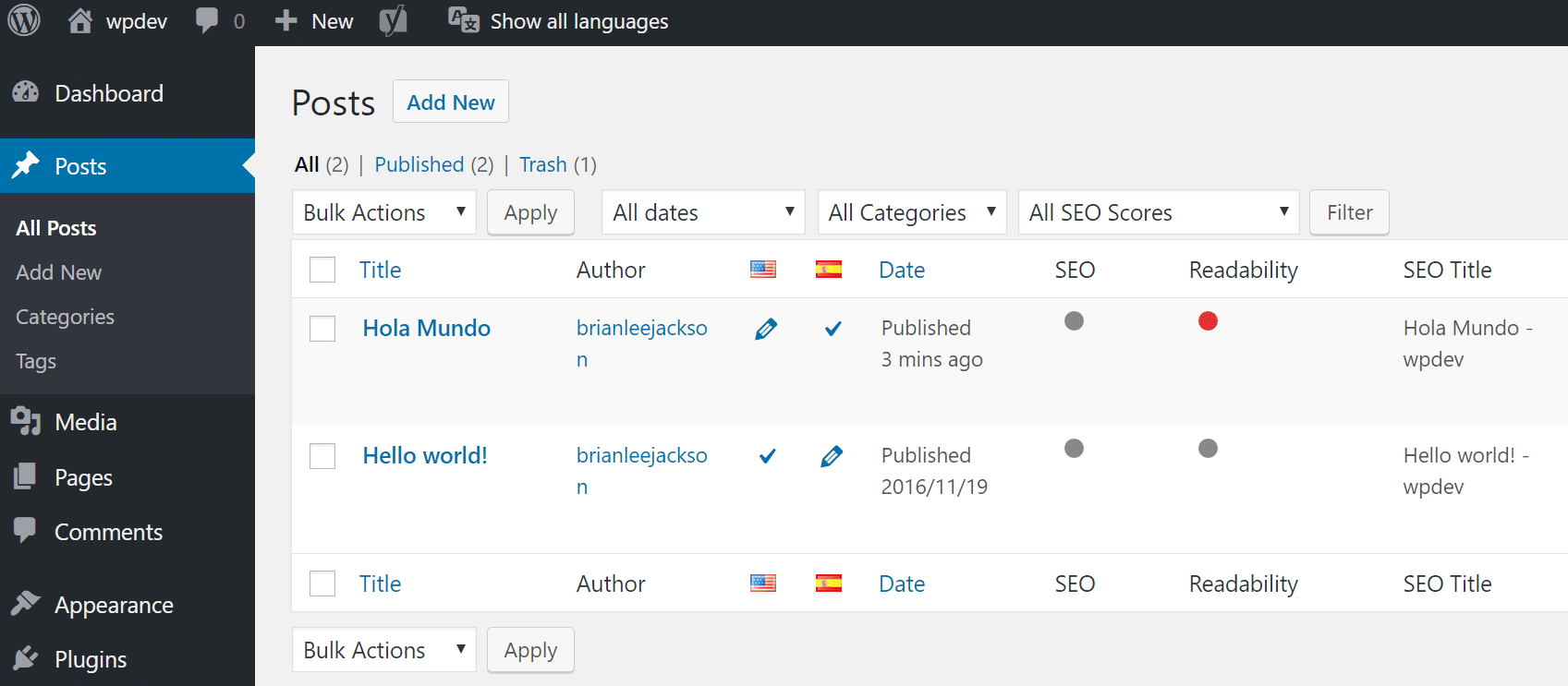 Separate language posts Separate Sprach-Posts