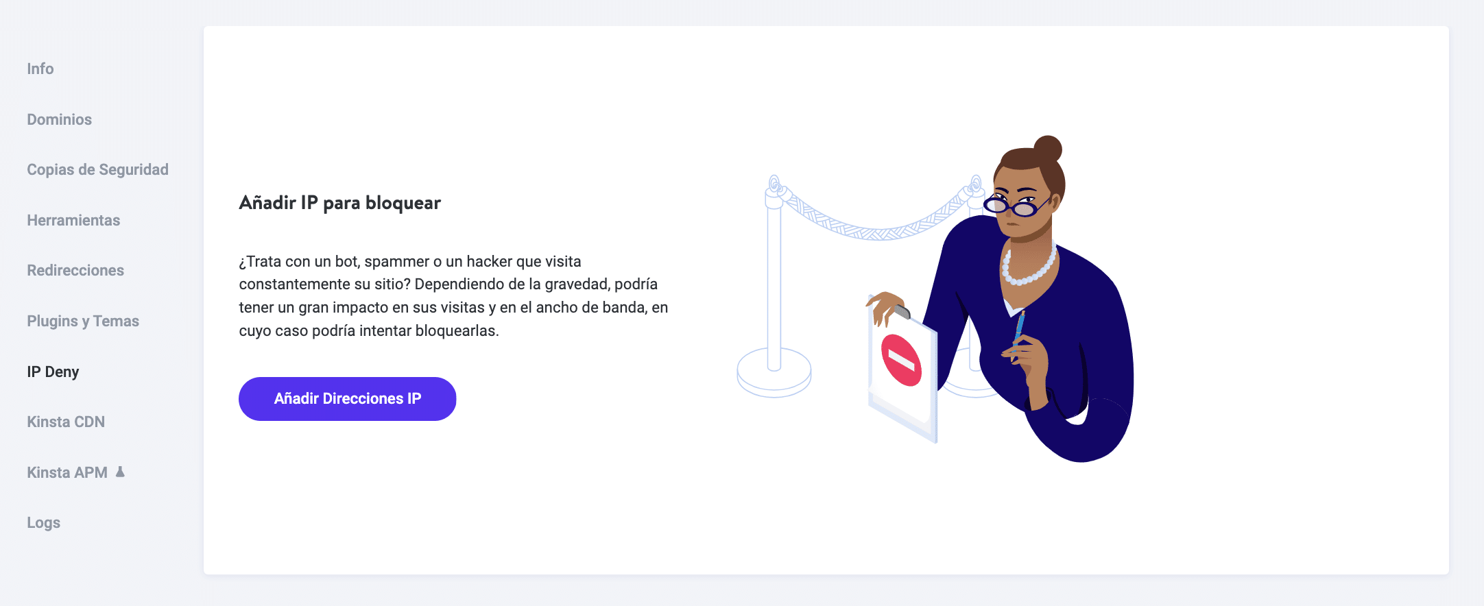La función de denegación de IP de Kinsta