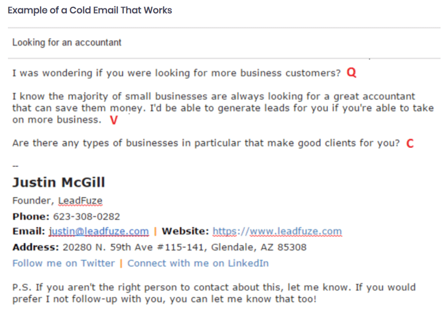 La formule e-mail « QVC »