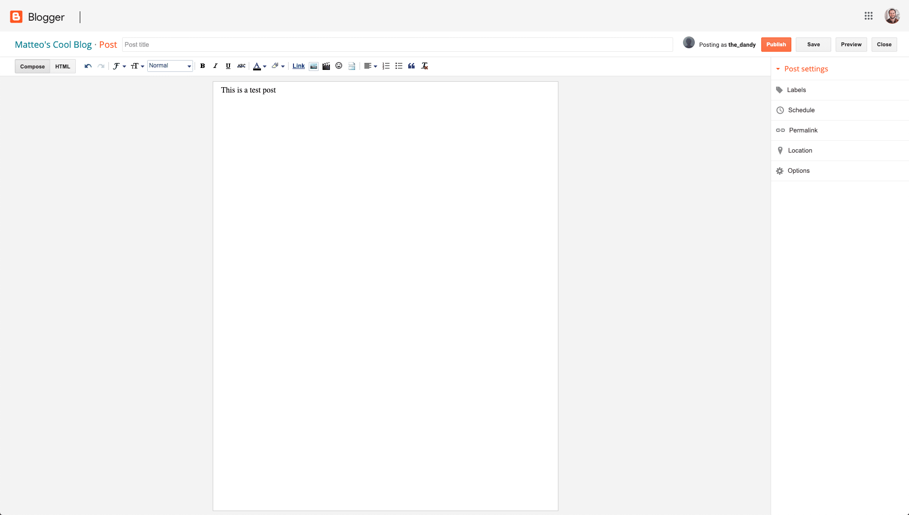 Interface Blogger