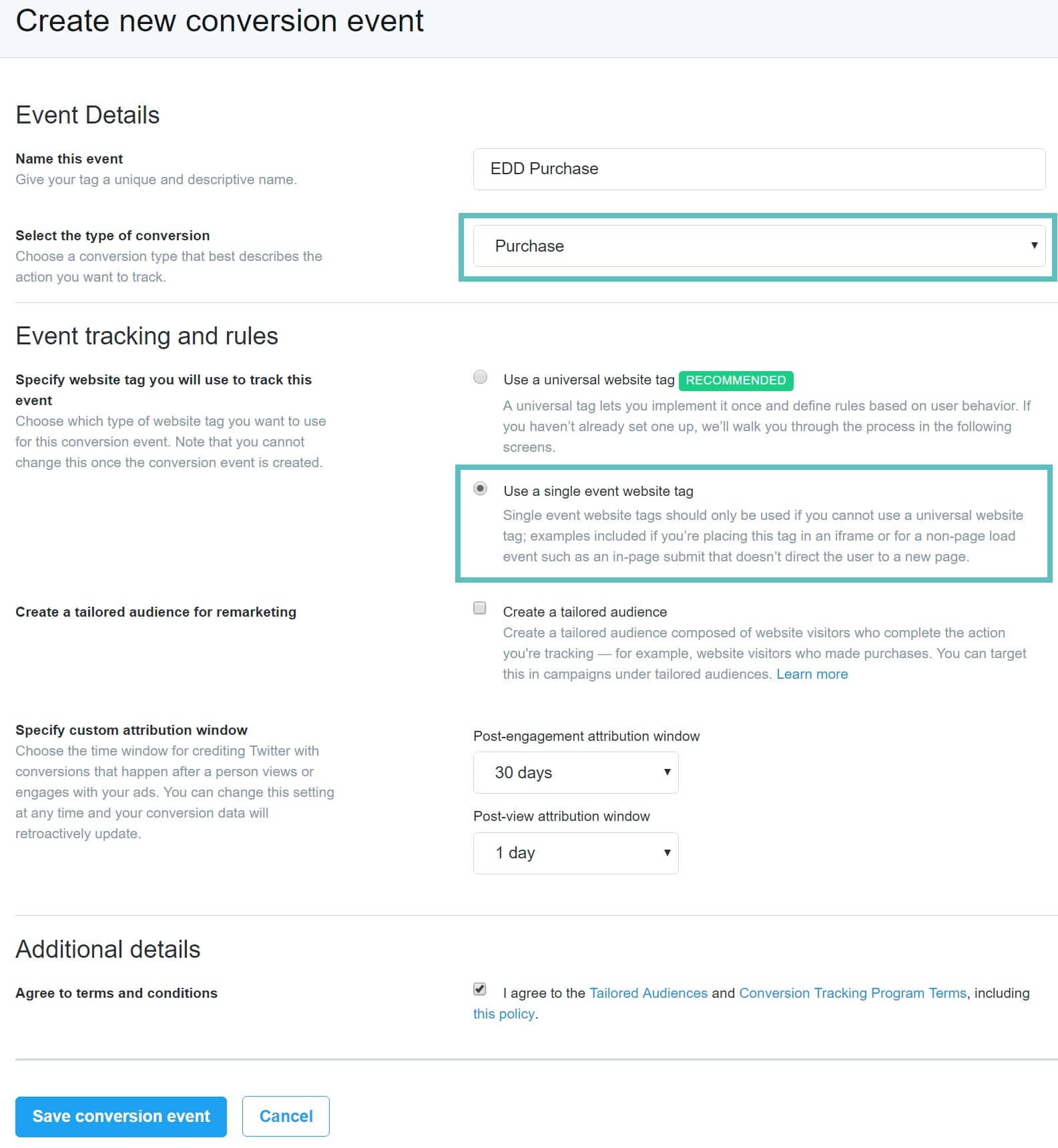 Twitter single event pixel in EDD Pixel de evento único do Twitter no EDD