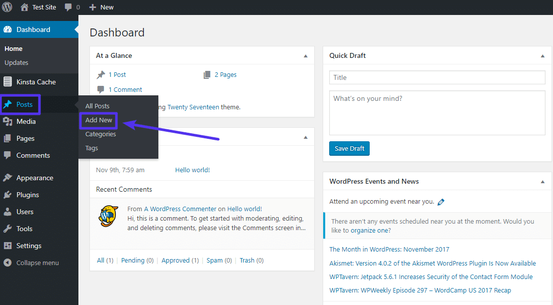 Como adicionar uma nova publicação de blog no WordPress