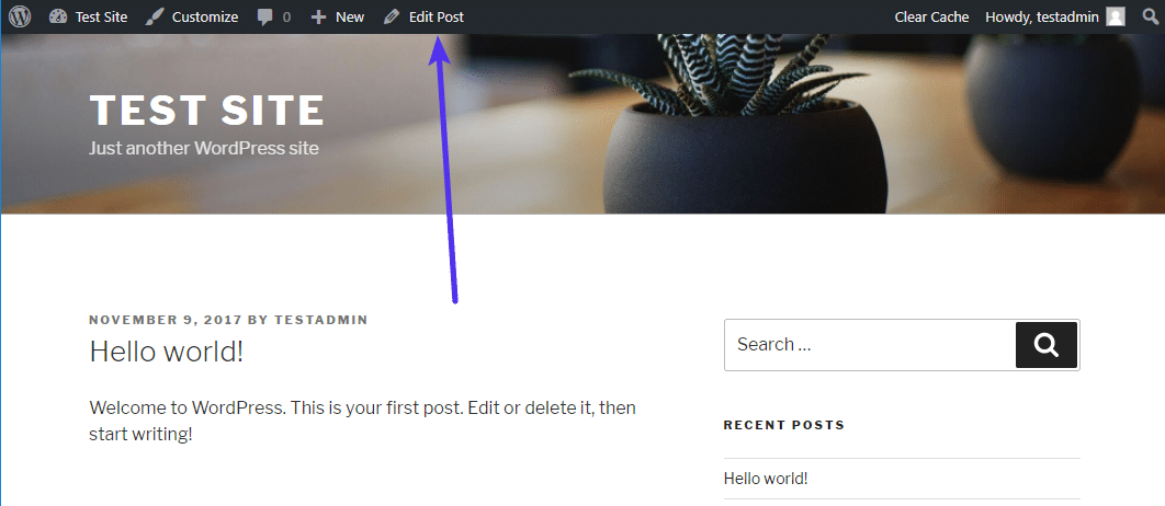 Exemplo da Barra de Ferramentas WordPress