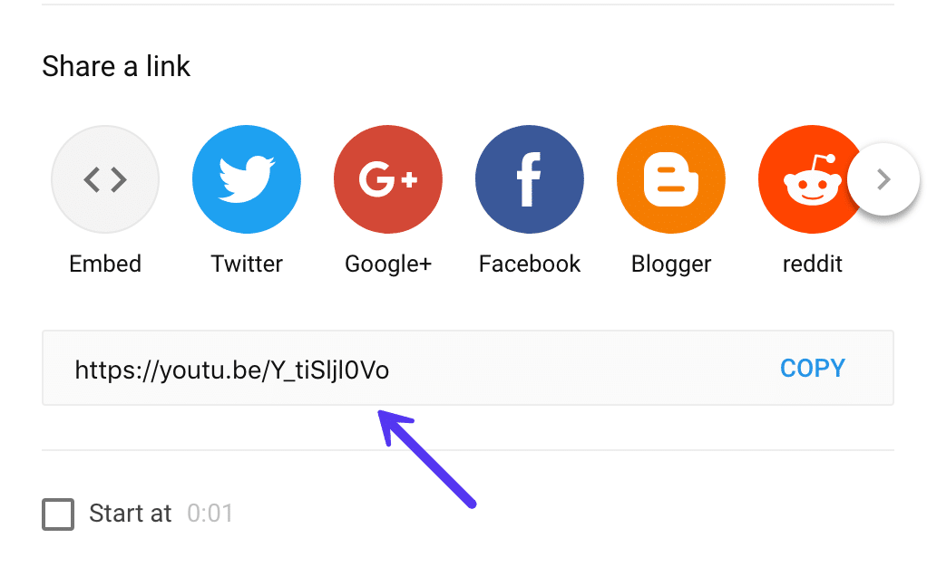 Link de incorporação do YouTube
