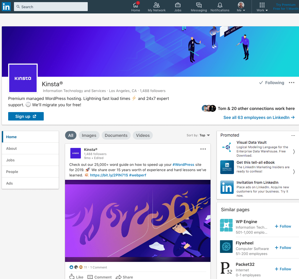 Kinsta no LinkedIn