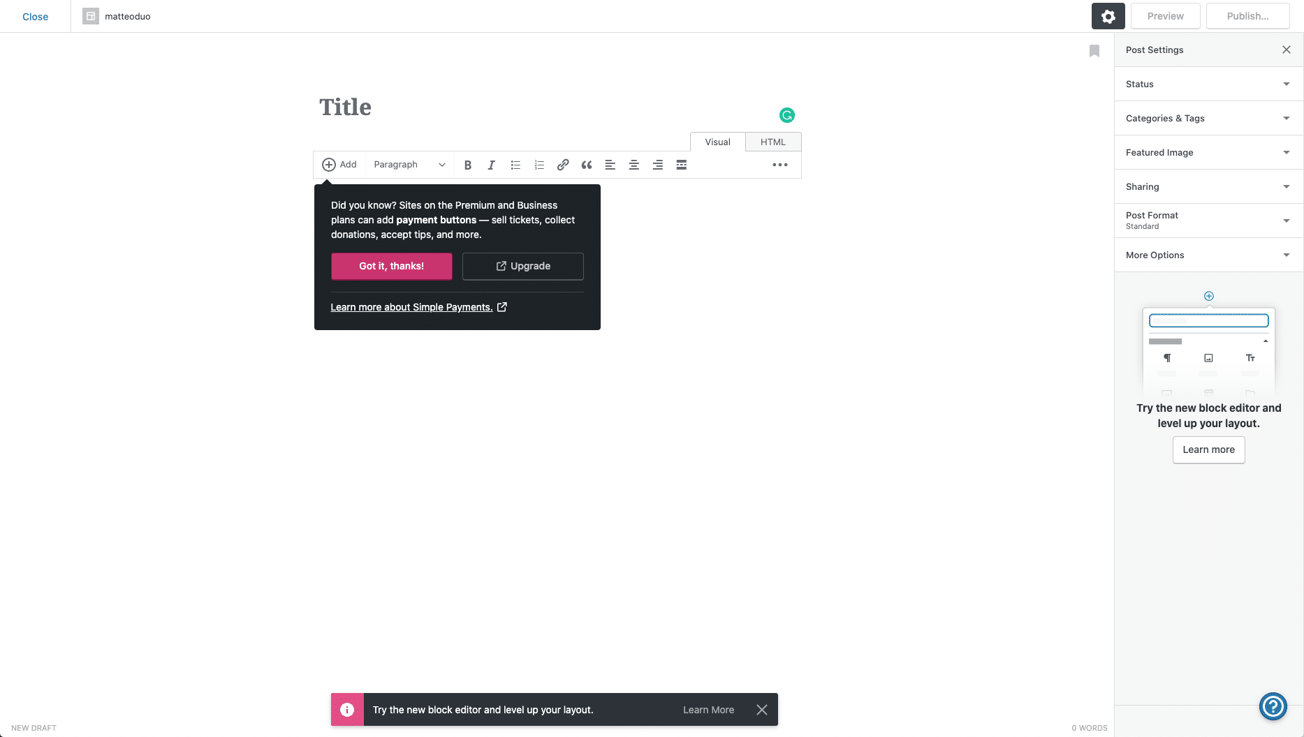 O editor no WordPress.com
