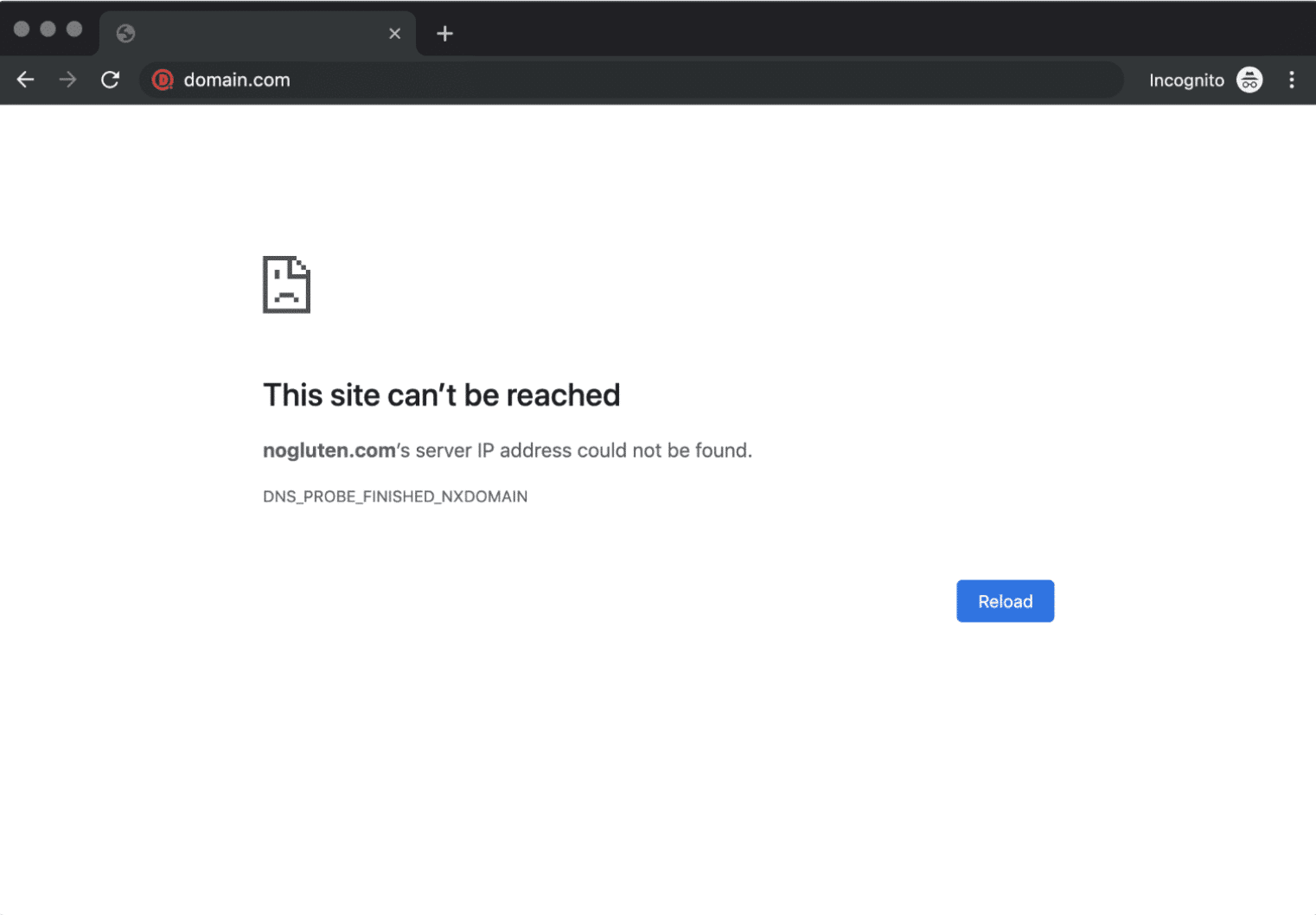 Mensaje de error DNS_PROBE_FINISHED_NXDOMAIN devuelto en Chrome