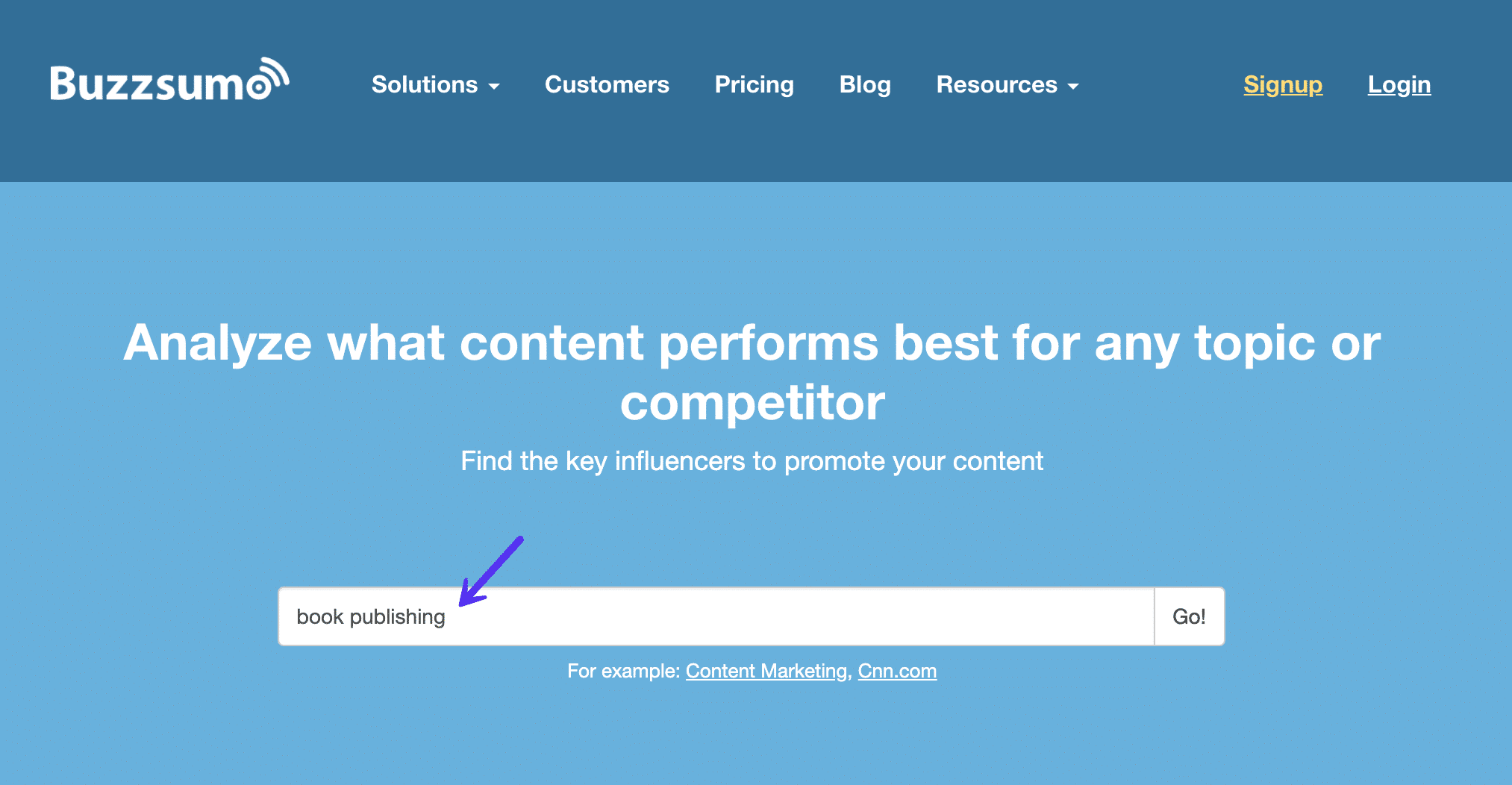 Enter keyword in Buzzsumo