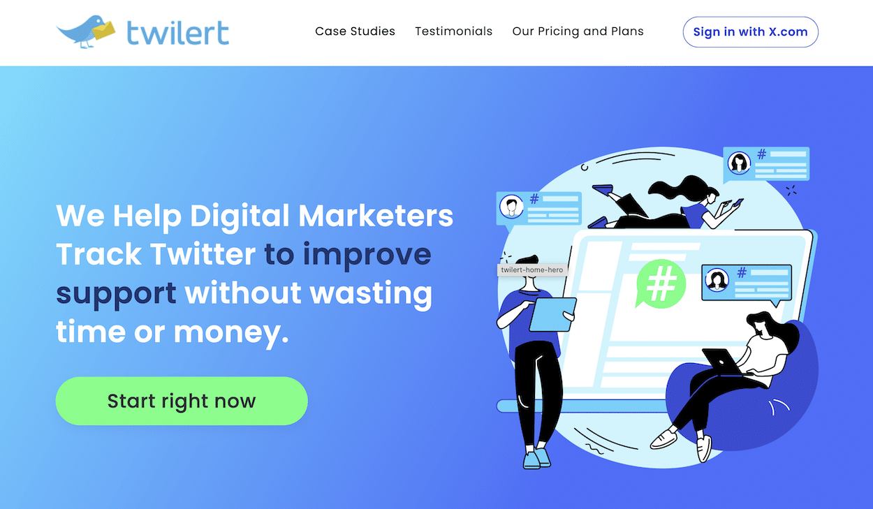 Twilert homepage