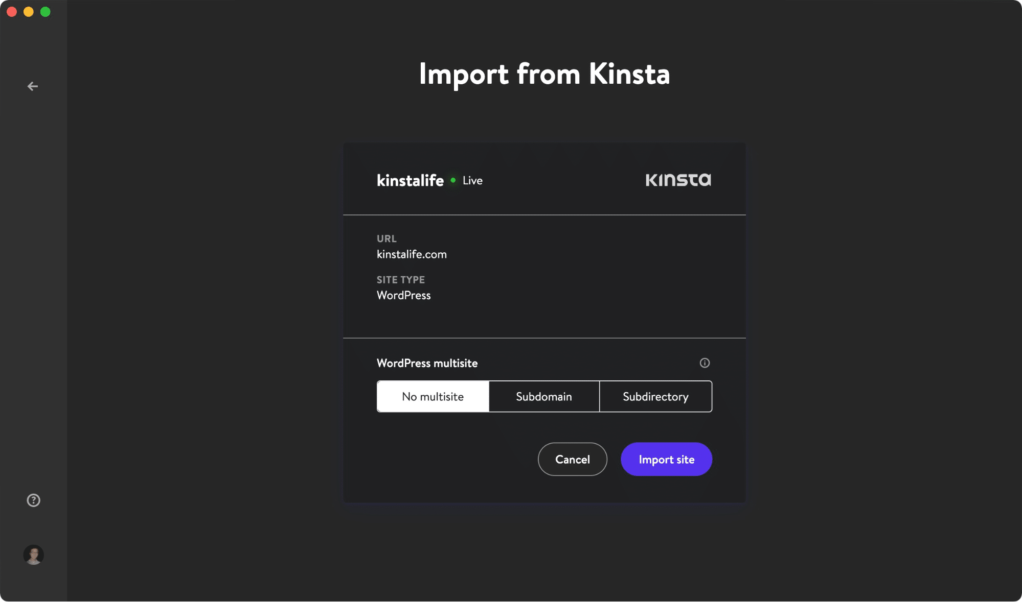 Clone seu site de produção (ao vivo) com o recurso