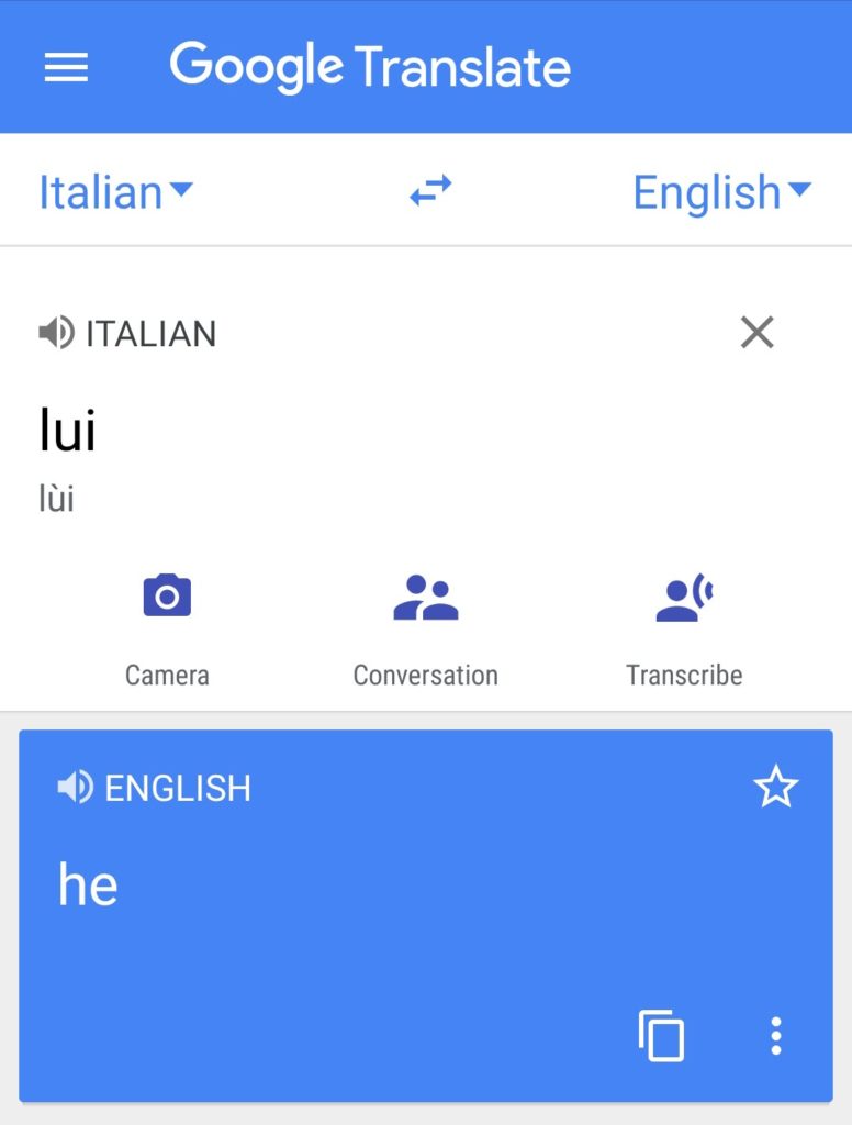 Lui auf Italienisch bedeutet 