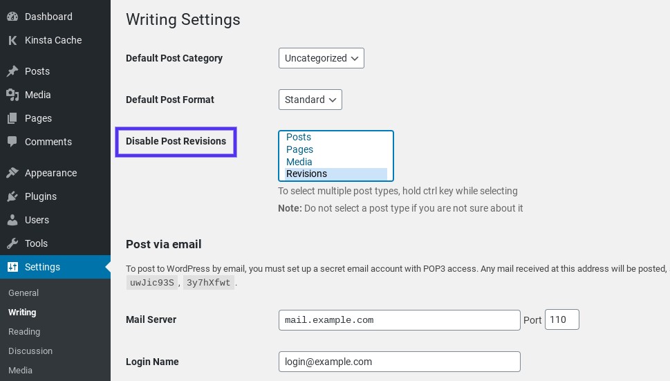 As configurações dos plugins do WordPress para desativar as revisões posteriores