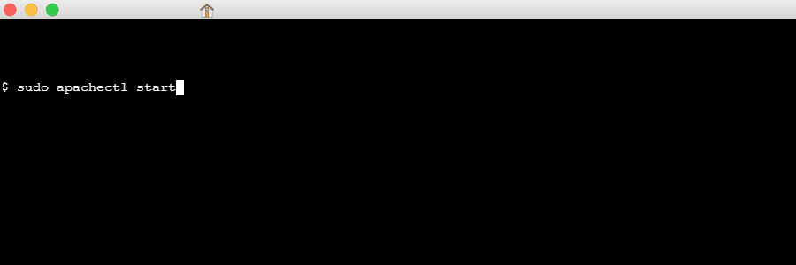 Comando para iniciar o Apache no Terminal Mac.