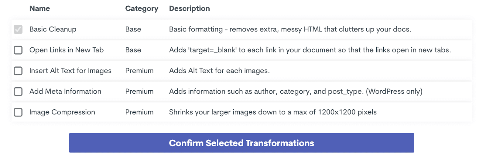 Transformaciones con un solo clic en Wordable.
