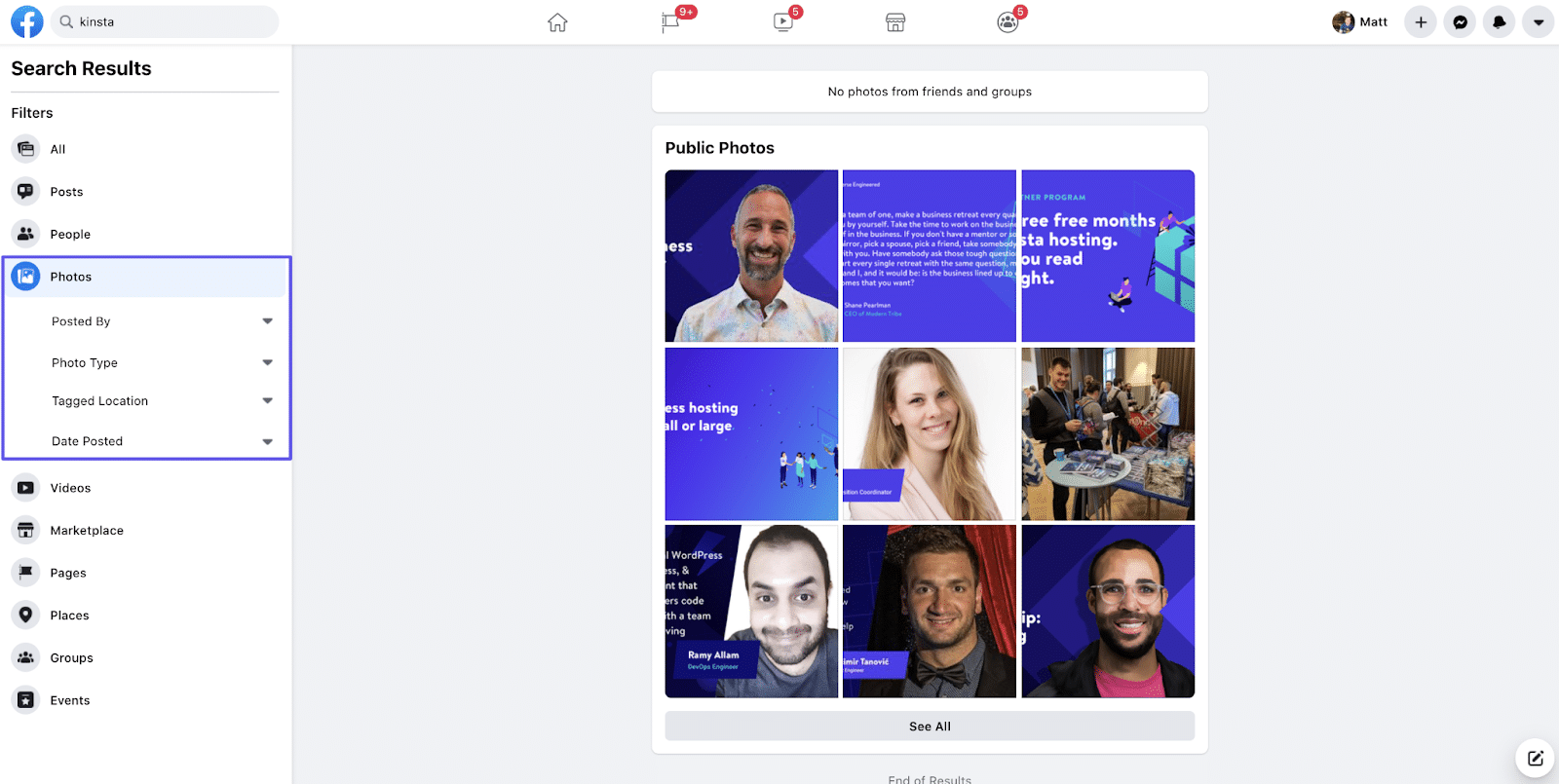 Moteur de recherche d'images Facebook.
