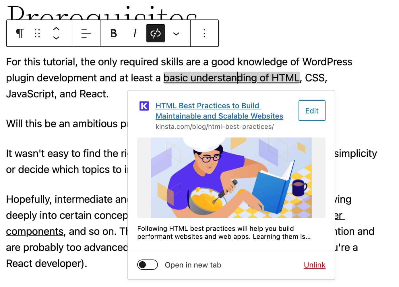 Rich URL preview in de berichteditor.
