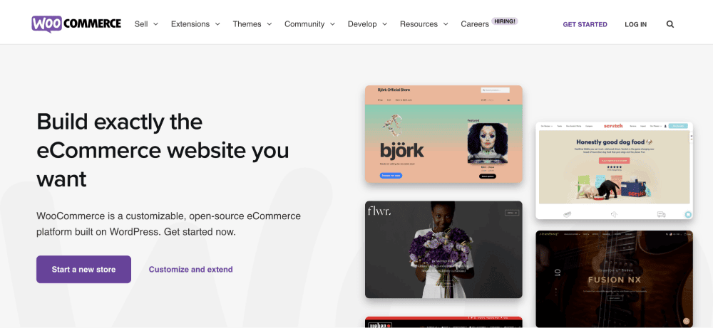 Página de inicio de WooCommerce La página de inicio de WooCommerce dice: