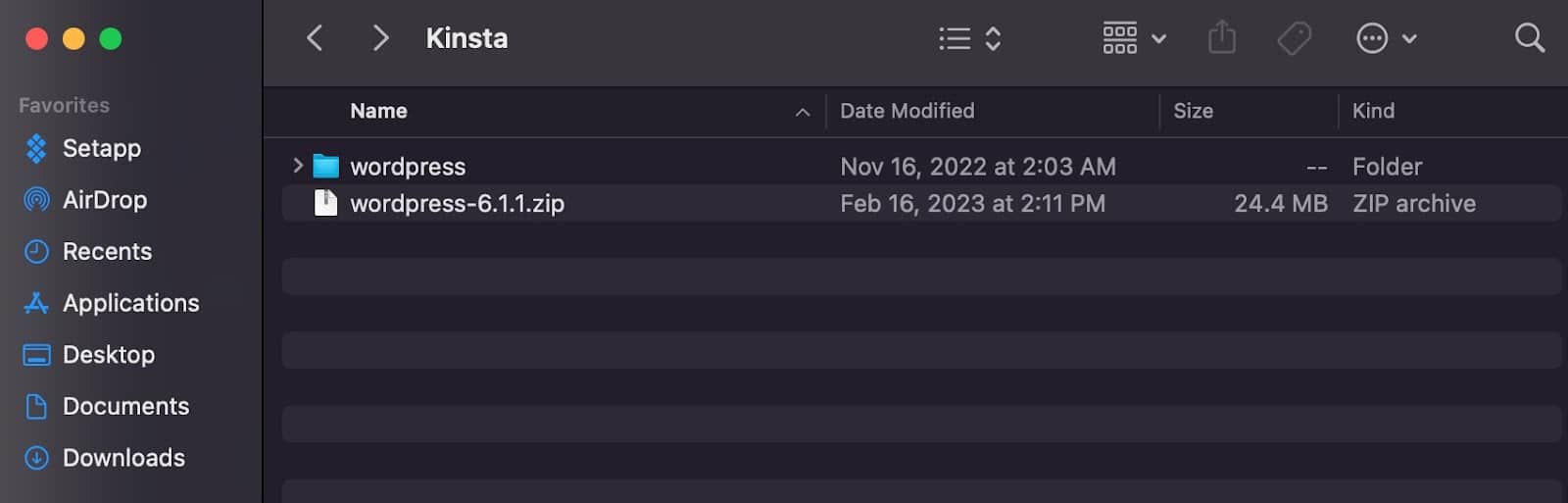 Zip file and unzipped folder on a Mac