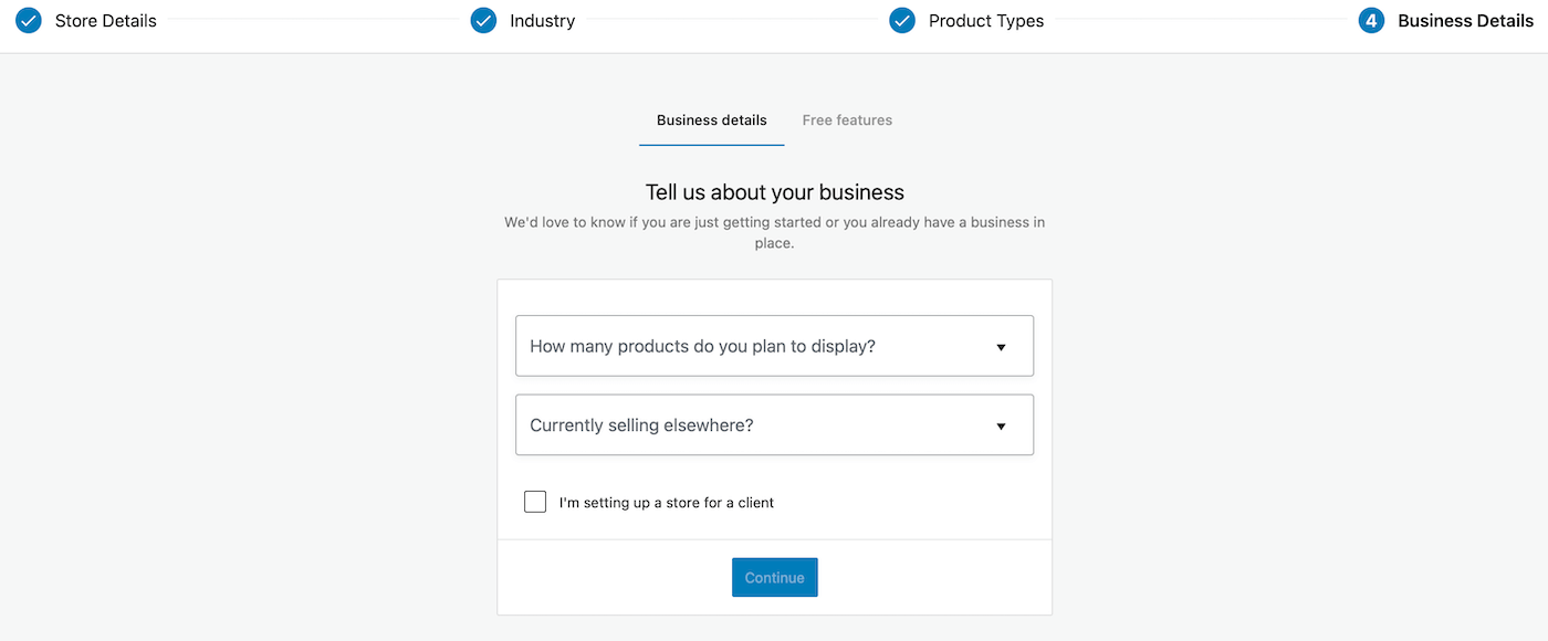 Detalles del negocio WooCommerce