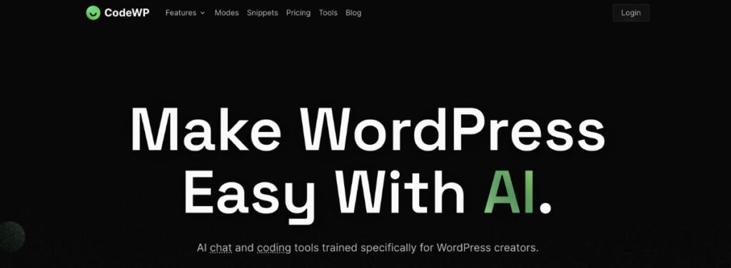 La página de inicio de CodeWP