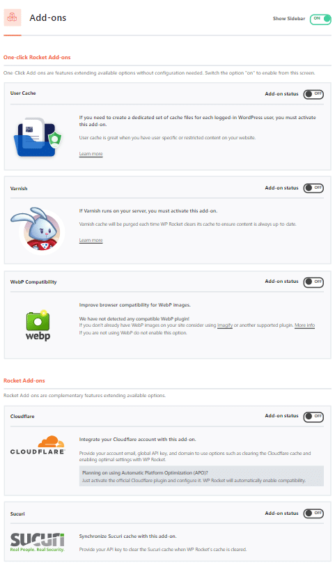 WP Rocket Add-ons