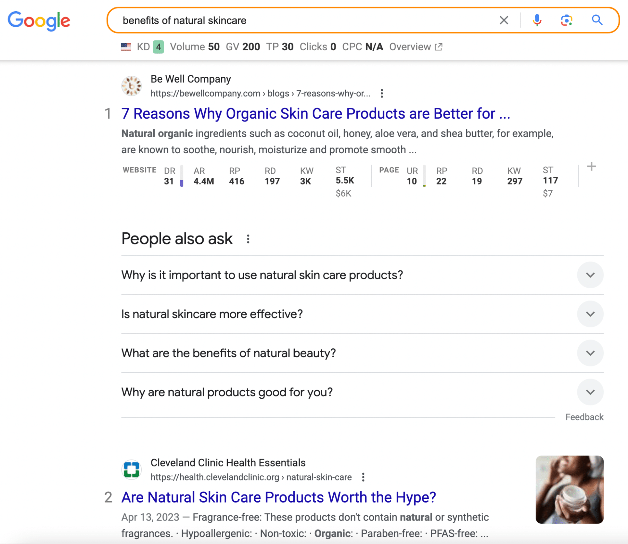Google SERP für