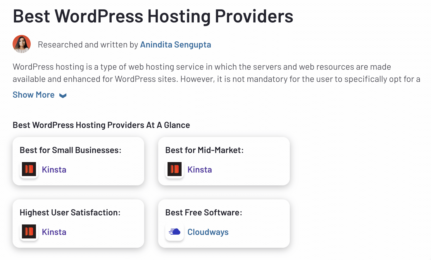 G2's ranglijst van de beste hostingproviders voor WordPress