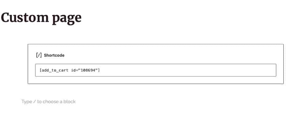 shortcode add to cart