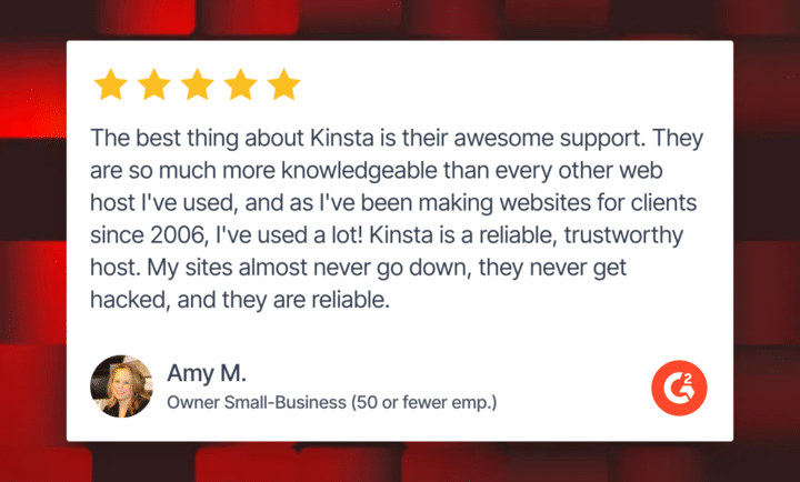 Review de G2 por Amy M.