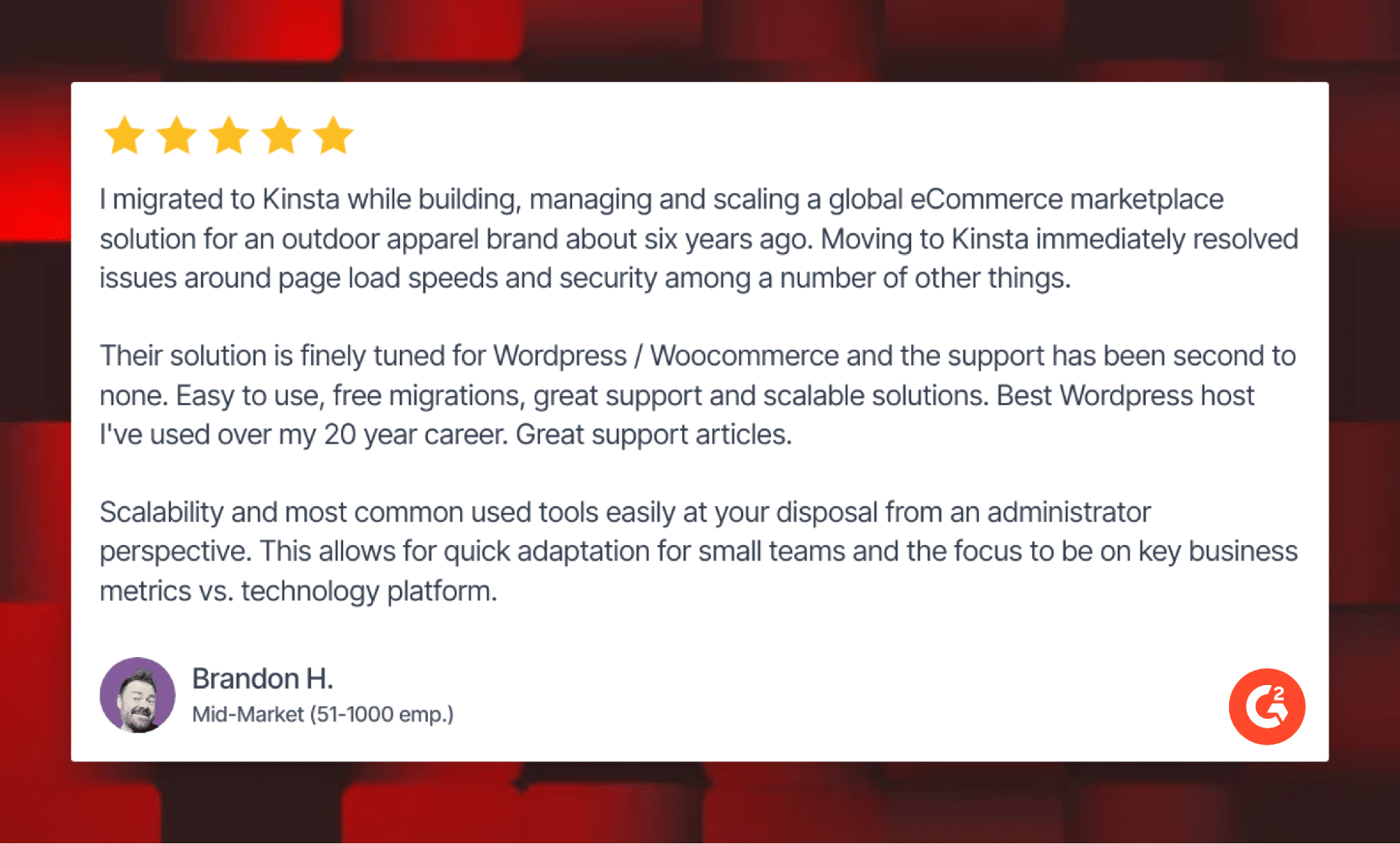 Review de G2 por Brandon H.