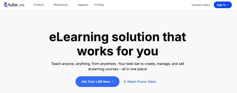 Ein Screenshot der Website von Tutor LMS.