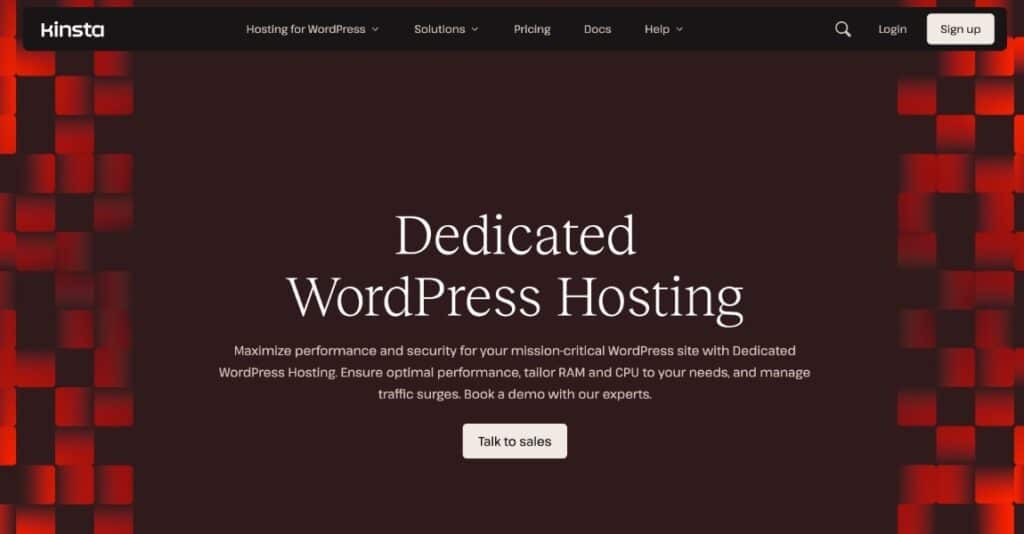 La page d'accueil de l'hébergement WordPress dédié de Kinsta.