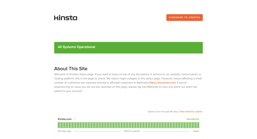 uptime di Kinsta