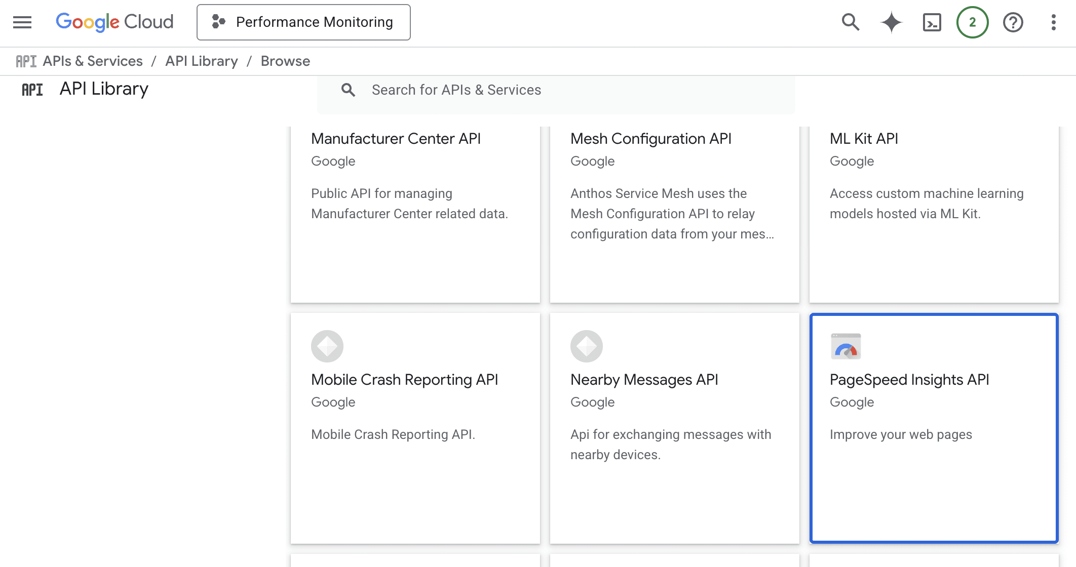 Biblioteca de APIs do Google Cloud
