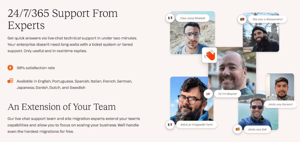 Ein Screenshot der Kinsta-Supportseite