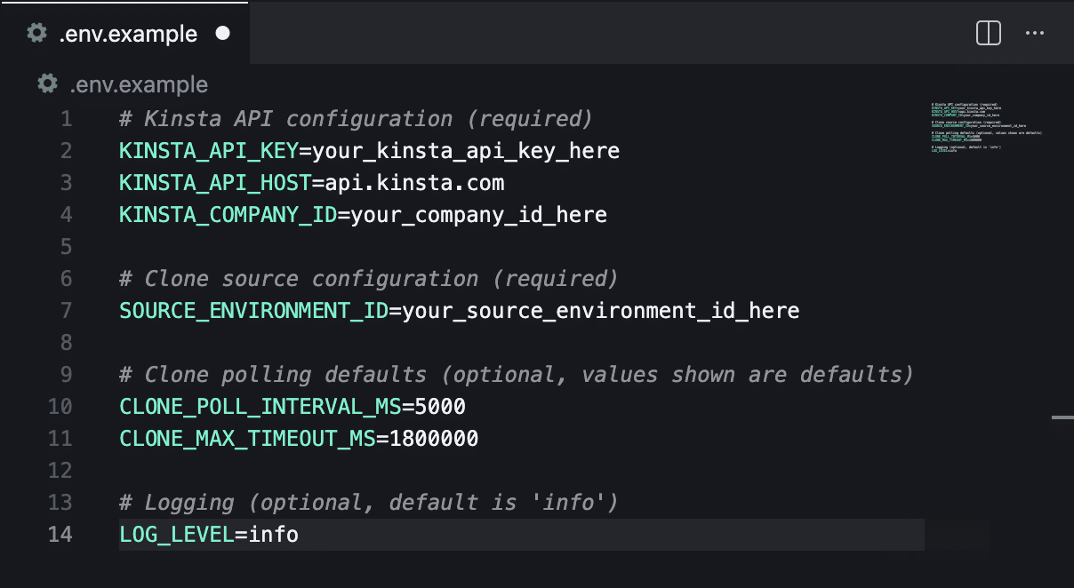 The .env.example file provided by Copilot
